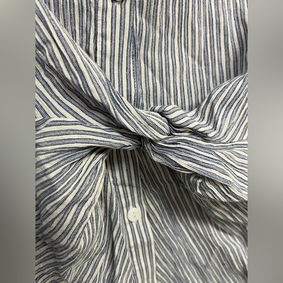 Cupshe Analia Dolman Sleeve Stripe Shirt Collar Oversized Dress - Picture 5 of 8